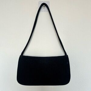 Black Corduroy Shoulder Bag Mini Baguette Style